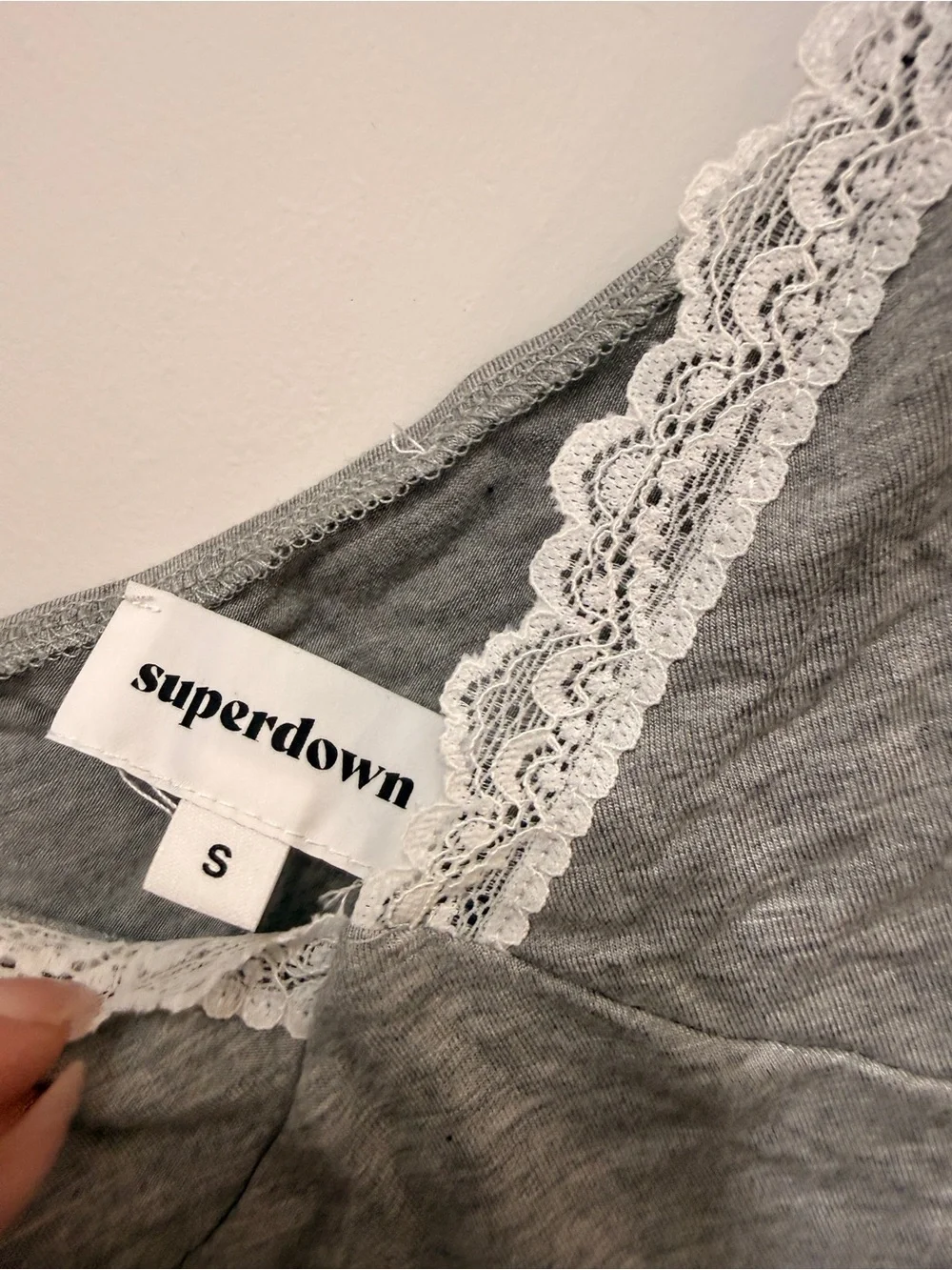 superdown Gray Lace-Trim Sleep Shorts